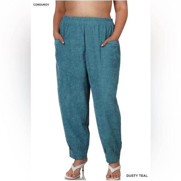 Zenana Outfitters Pants - NWT! PLUS TEAL CORDUROY POCKET FRONT PANTS